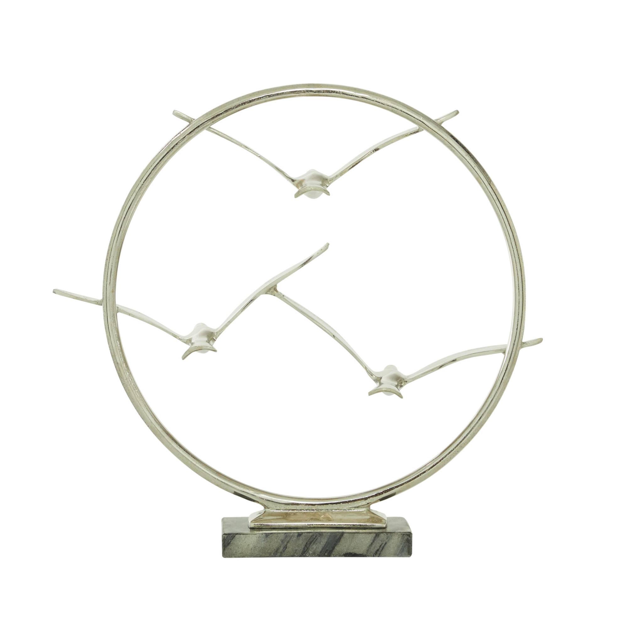 Silver Aluminum Modern Sculpture, Bird 18" x 19" x 5"